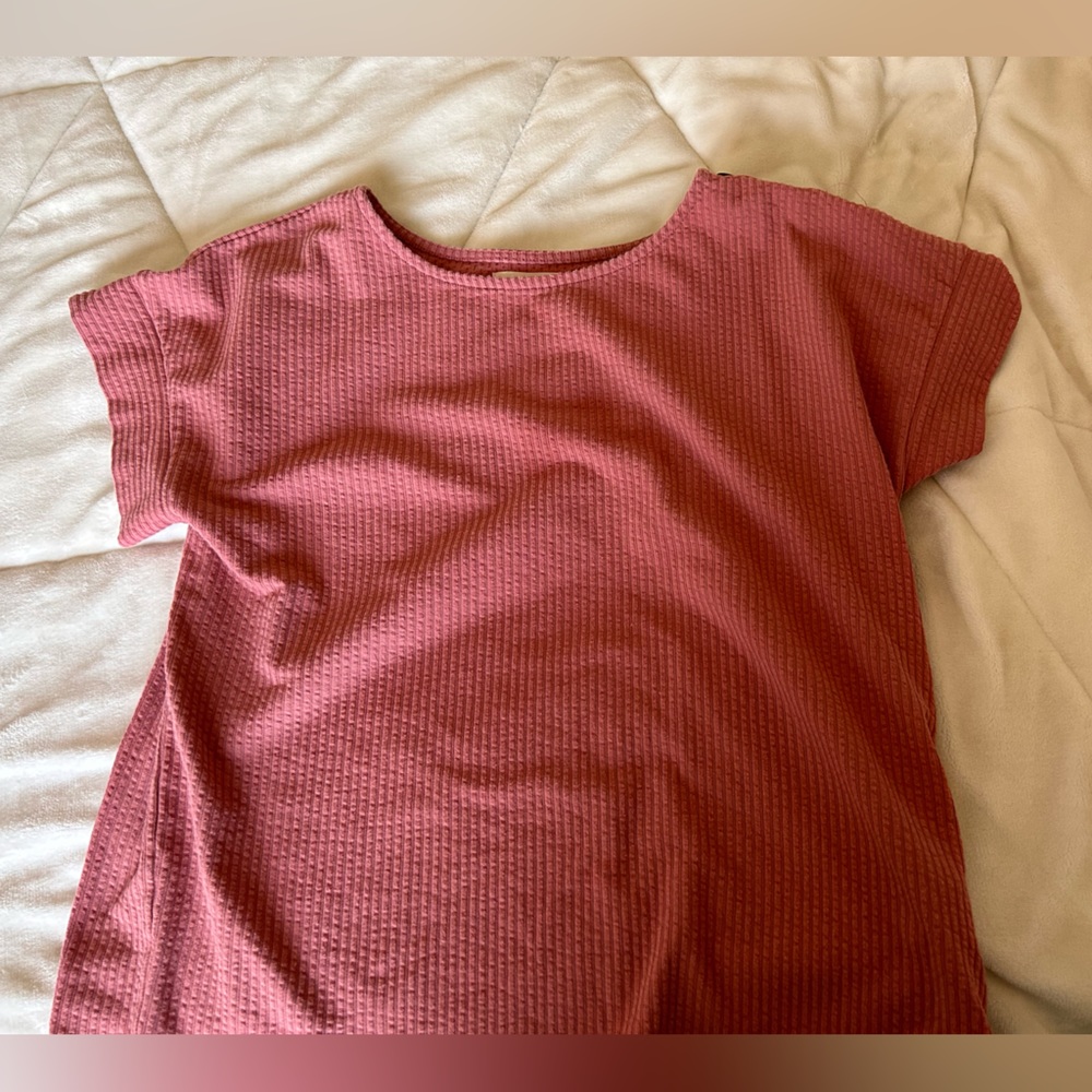 Madewell Blush seersucker tee shirt M